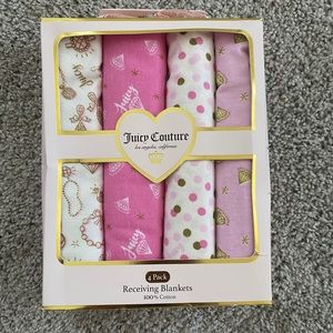 Juicy couture set of 4 receiving blankets.